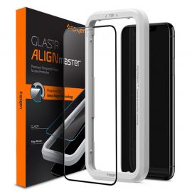 Spigen Glass.Tr Align Master Full Cover Tempered Glass - калено стъклено защитно покритие за целия дисплей на iPhone 11 Pro, iPhone XS, iPhone X (черен-прозрачен)