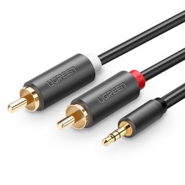 Ugreen AV102 2xRCA Male to 3.5mm Male Audio Cable - качествен аудио кабел 2xRCA (мъжко) към 3.5mm (мъжко) (10 метра) (черен)