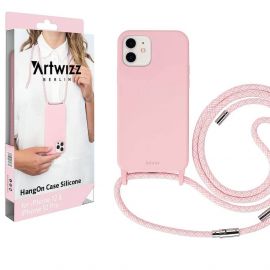 Artwizz HangOn Silicone Case - силиконов (TPU) калъфс с връзка за носене за iPhone 12, iPhone 12 Pro (розов)