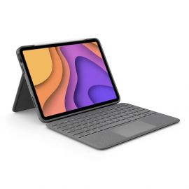 Logitech Folio Touch US - безжична клавиатура и тракпад, с кейс и поставка за iPad Air 5 (2022), iPad Air 4 (2020) (сив)
