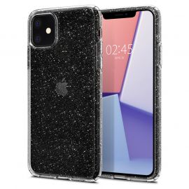 Spigen Liquid Crystal Glitter Case - тънък силиконов (TPU) калъф за iPhone 11 (прозрачен)