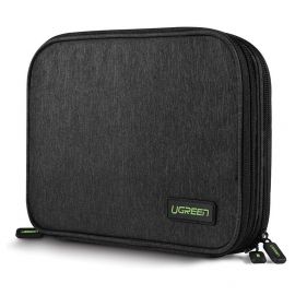 Ugreen Double Layer Storage Bag LP149 - органайзер за външен хард диск, смартфон, кабели, слушалки и други аксесоари (сив)