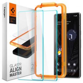 Spigen Glass.Tr Align Master Tempered Glass 2 Pack - 2 броя стъклени защитни покрития за дисплея на Google Pixel 7a (прозрачен)