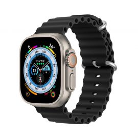 Dux Ducis Silicone Bracelet Strap (OceanWave Version) - силиконова каишка за Apple Watch 42мм, 44мм, 45мм, Ultra 49мм (черен)