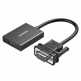 Ugreen HDMI to VGA Adapter - HDMI към VGA адаптер с 3.5 аудио изход и USB-C вход (15 см) (черен)