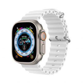 Dux Ducis Silicone Bracelet Strap (OceanWave Version) - силиконова каишка за Apple Watch 42мм, 44мм, 45мм, Ultra 49мм (бял)