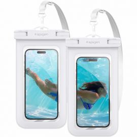 Spigen Aqua Shield A601 Universal Waterproof Case IPX8 2 Pack - 2 броя универсални водоустойчиви калъфи за смартфони до 7 инча (бял)