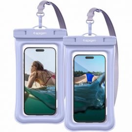 Spigen Aqua Shield A610 Universal Waterproof Floating Case IPX8 2 Pack - 2 броя универсални водоустойчиви калъфи за смартфони до 6.9 инча (светлосин)