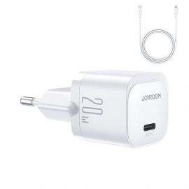 Joyroom Mini USB-C PD Fast Charger 20W - захранване за ел. мрежа с USB-C изход с технология за бързо зареждане (бял)