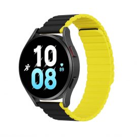 Dux Ducis Silicone Magnetic Strap 22mm (LD Version) - магнитна силиконова каишка за Samsung Galaxy Watch, Huawei Watch, Xiaomi, Garmin и други часовници с 22мм захват (черен-жълт)
