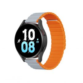 Dux Ducis Silicone Magnetic Strap 20mm (LD Version) - магнитна силиконова каишка за Samsung Galaxy Watch, Huawei Watch, Xiaomi, Garmin и други часовници с 20мм захват (сив-оранжев)