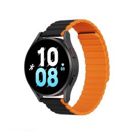 Dux Ducis Silicone Magnetic Strap 20mm (LD Version) - магнитна силиконова каишка за Samsung Galaxy Watch, Huawei Watch, Xiaomi, Garmin и други часовници с 20мм захват (черен-оранжев)
