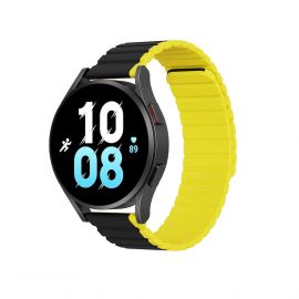 Dux Ducis Silicone Magnetic Strap 20mm (LD Version) - магнитна силиконова каишка за Samsung Galaxy Watch, Huawei Watch, Xiaomi, Garmin и други часовници с 20мм захват (черен-жълт)