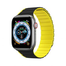 Dux Ducis Silicone Magnetic Strap (LD Version) - магнитна силиконова каишка за Apple Watch 42мм, 44мм, 45мм, Ultra 49мм (черен-жълт)
