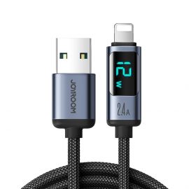 Joyroom USB-A to Lightning Cable with LED Display - USB-A към Lightning кабел с LED дисплей за Apple устройства с Lightning порт (120 см) (черен)
