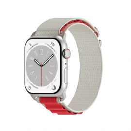Next One Adventure Loop - текстилна каишка за Apple Watch 38мм, 40мм, 41мм (бял-червен)