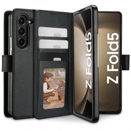 Tech-Protect Wallet Leather Flip Case - кожен калъф, тип портфейл за Samsung Galaxy Z Fold5 (черен)