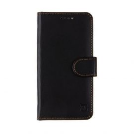Tactical Field Notes Leather Flip Case - кожен калъф, тип портфейл с поставка и отделение за кр. карти за iPhone 15 Pro (черен)