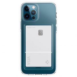 Spigen Crystal Slot Case - силиконов (TPU) кейс с отделение за кр. карти за iPhone 15 Pro Max (прозрачен)