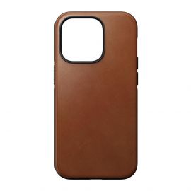 Nomad Modern Leather MagSafe Case - кожен (естествена кожа) кейс с MagSafe за iPhone 15 (тъмнокафяв)
