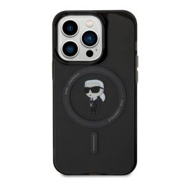 Karl Lagerfeld IML Ikonik MagSafe Case - дизайнерски силиконов кейс с MagSafe за iPhone 15 Pro (черен)