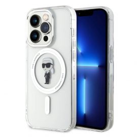 Karl Lagerfeld IML Ikonik MagSafe Case - дизайнерски силиконов кейс с MagSafe за iPhone 15 Pro (прозрачен)
