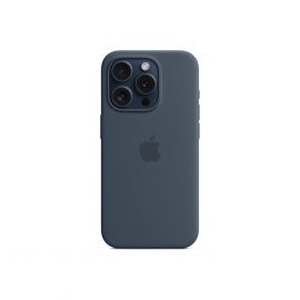 Apple iPhone Silicone Case with MagSafe - оригинален силиконов кейс за iPhone 15 Pro Max с MagSafe (син)
