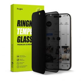 Ringke Privacy Full Cover Tempered Glass - калено стъклено защитно покритие с определен ъгъл на виждане за дисплея на iPhone 15 Pro (черен-прозрачен)