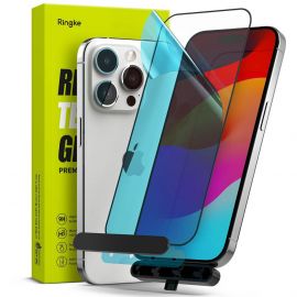 Ringke Invisible Defender Full Cover Tempered Glass 2.5D - калено стъклено защитно покритие за дисплея на iPhone 15 Pro Max (черен-прозрачен)