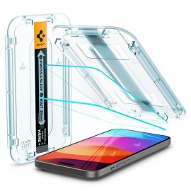 Spigen Glas.tR EZ Fit Tempered Glass 2 Pack - 2 броя стъклени защитни покрития за дисплея на iPhone 15 Pro (прозрачен)