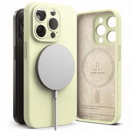 Ringke Liquid Silicone Magnetic Case - силиконов (TPU) калъф с MagSafe за iPhone 15 Pro (светлозелен)
