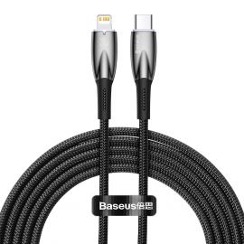 Baseus Glimmer USB-C to Lightning Cable PD 20W (CADH000101) - USB-C към Lightning кабел за Apple устройства с Lightning порт (200 см) (черен)