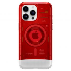 Spigen Classic C1 MagSafe Case - хибриден удароустойчив кейс с висока степен на защита с MagSafe за iPhone 15 Pro (червен)