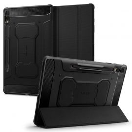 Spigen Rugged Armor Pro Case - хибриден удароустойчив кейс с поставка за Samsung Galaxy Tab S9 Plus (черен)