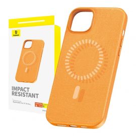 Baseus Fauxther Leather Magnetic Case - кожен кейс с MagSafe за iPhone 15 Plus (оранжев)