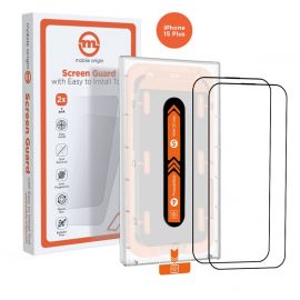 Mobile Origin Screen Guard Tempered Glass 2 Pack - 2 броя калени стъклени защитни покрития за дисплея на iPhone 15 Plus (черен-прозрачен)