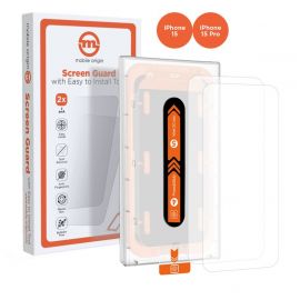 Mobile Origin Screen Guard Tempered Glass 2 Pack - 2 броя калени стъклени защитни покрития за дисплея на iPhone 15, iPhone 15 Pro (прозрачен)