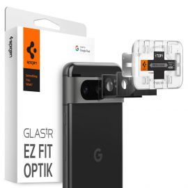 Spigen Glass Optik Lens Protector 2 Pack - комплект 2 броя предпазни стъклени протектора за камерата на Google Pixel 8 (черен)