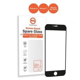 Mobile Origin Orange Screen Guard Spare Tempered Glass - допълнителен стъклен протектор за iPhone SE 2022, iPhone SE 2020, iPhone 8, iPhone 7, подходящ за Mobile Origin Installation Tray