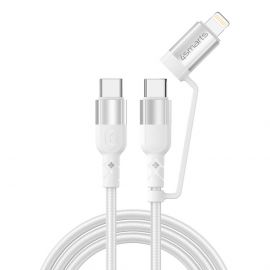 4smarts ComboCord CL USB-C to USB-C and Lightning Cable - качествен многофункционален кабел USB-C към USB-C или Lightning (150 см) (бял)