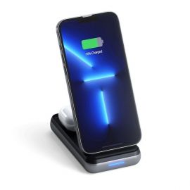Satechi Duo Wireless Charger Power Stand 10000 mAh - безжична външна батерия за iPhone с MagSafe и Qi съвместими мобилни устройства (черен)