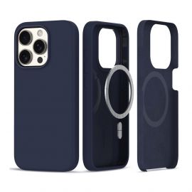 Tech-Protect Silicone MagSafe Case - силиконов (TPU) калъф с MagSafe за iPhone 15 Pro (тъмносин)