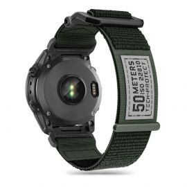Tech-Protect Scout Watch Strap - изключително здрава текстилна каишка за Garmin Fenix 7X, Fenix 6X Pro, Fenix 6X, Fenix 5X Plus, Fenix 3HR, Fenix 3 (зелен)