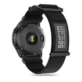 Tech-Protect Scout Watch Strap - изключително здрава текстилна каишка за Garmin Fenix 7X, Fenix 6X Pro, Fenix 6X, Fenix 5X Plus, Fenix 3HR, Fenix 3 (черен)