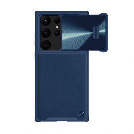 Nillkin CamShield Leather S Case - хибриден удароустойчив кожен кейс за Samsung Galaxy S23 Ultra (син)