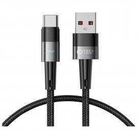 Tech-Protect Ultraboost USB-A to USB-C Cable 66W - кабел с въжена оплетка за устройства с USB-C порт (50 см) (черен)
