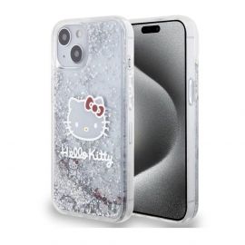 Hello Kitty Liquid Glitter Electroplating Head Logo Case - дизайнерски кейс с висока защита за iPhone 12, iPhone 12 Pro (прозрачен-сребрист)