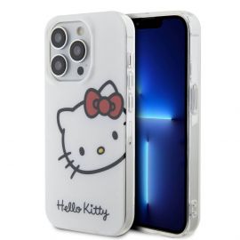 Hello Kitty IML Head Logo Case - дизайнерски силиконов кейс за iPhone 15 Pro Max (бял)