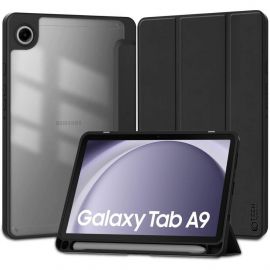 Tech-Protect SC Pen Hybrid Case - кожен кейс и поставка за Samsung Galaxy Tab A9 (2023) (черен-прозрачен)