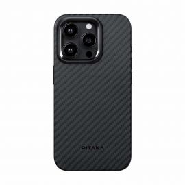 Pitaka MagEZ PRO 4 1500D Aramid Fiber MagSafe Case - кевларен кейс с MagSafe за iPhone 15 Pro Max (черен-сив)